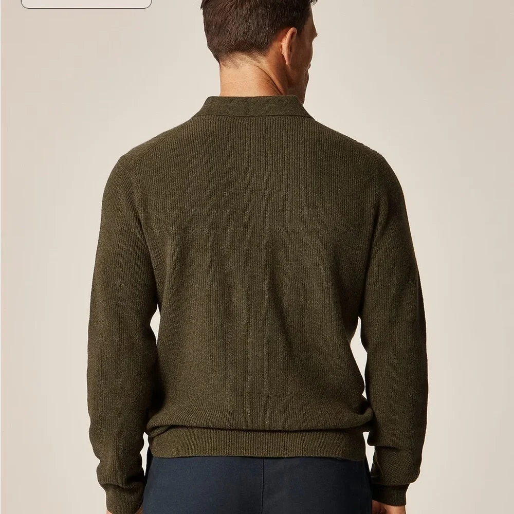 J crew heather elm Cashmere ribbed sweater-polo